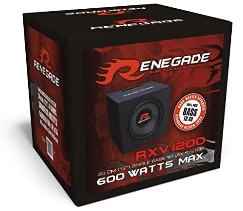 Renegade RXV1200 Bassreflex Subwoofer 600 Watt 30cm - Car-HiFi-Lautsprecher mit 300W Leistung, ideal für kraftvollen Bass im Kofferraum – perfekt für ein ultimatives Klangerlebnis!
