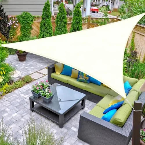 AXT SHADE Sonnensegel Wasserdicht Dreieckig 3x3x3m Wetterschutz Sonnenschutz PES Polyester mit UV Schutz für Terrasse Balkon Garten-Creme