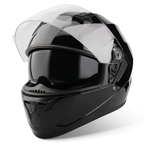 VINZ Kennet Integralhelm mit Sonnenblende | Motorrad Helm Vollvisierhelm Mopedhelm ECE 22.06 | Motorradhelm Full-Face Helme | für Damen & Herren | In Gr. XS-XXL - Schwarz