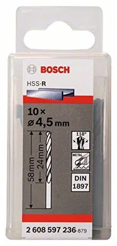 Bosch Professional Karosseriebohrer HSS-R rollgewalzt (10 Stück, Ø 4,5 mm)