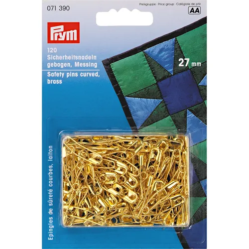 Sicherheitsnadeln gebogen Messing 120 Stück 27 mm Prym 071390 Farbe gold Nadeln