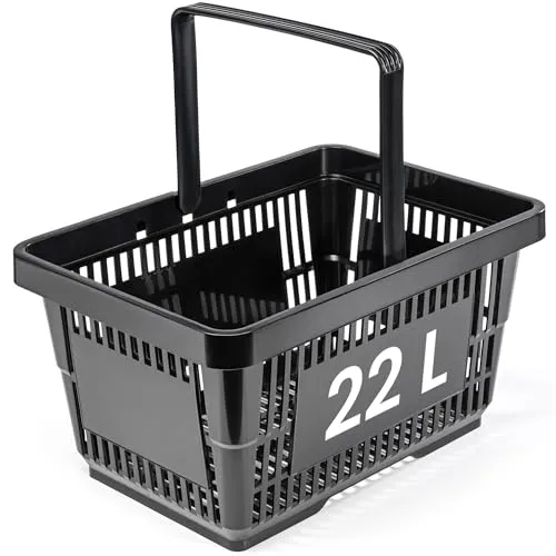 KONZEPT Einkaufskorb 22 L in Schwarz – vielseitiger Einkaufskorb mit Henkel für Einkäufe, Garten, Haushalt, Garage & Auto (ca. 43 x 30 x 23 cm)