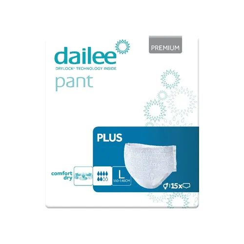 Dailee Pant Premium Plus L, 90 Stück - Inkontinenzhilfen für Unisex, Größe L, mit mittlerer bis starker Saugfähigkeit für optimalen Schutz und Komfort im Alltag.