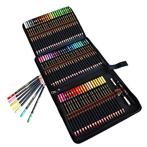 Majoart 72 Buntstift set,Bleistift, Farbstifte Zeichenstifte Malset Set mit Premium Black Zipper Case Einfach zu lagern und zu schützen Buntstifte Ideales Set für Künstler, Erwachsene