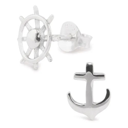 Anker und Steuerrad Ohrringe aus 925 Silber für Mädchen Damen Kinder