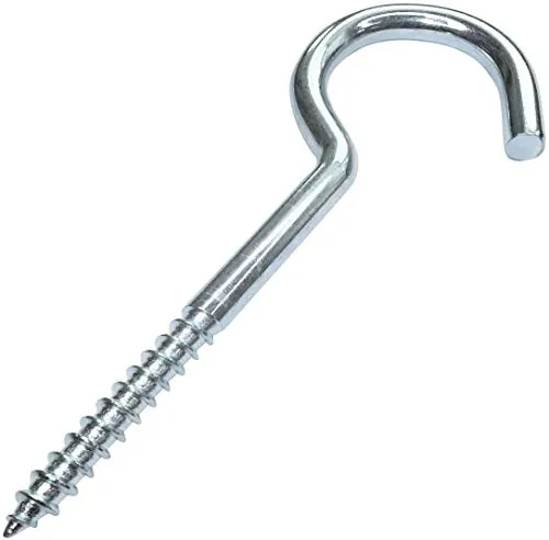 AERZETIX - C47877 - Satz von 10 stück - schraubhaken für holz - mit holzgewinde - Ø6.8x120mm - aus verzinktem stahl - heimwerker - länge ohne haken 77mm