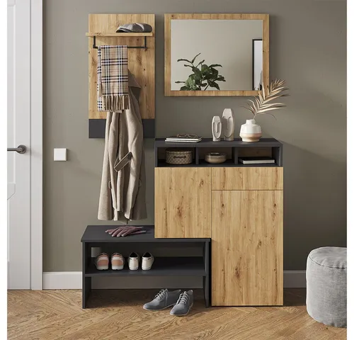 Vicco Garderobenschrank Selena, Anthrazit/Artisan-Eiche in grau von Vicco