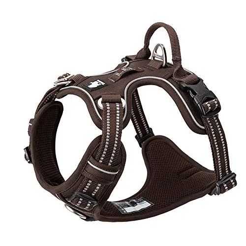 True Love Hundegeschirr, kein Ziehen, verstellbar, reflektierend, weiches Nylon, für kleine und große Haustiere, TLH56512 (L, Braun)