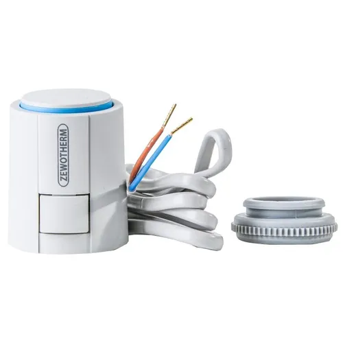 Zewotherm Thermischer Stellantrieb 230V NC Premium 360° - Thermostate für Fußbodenheizung und Heizsysteme, verkabelt und ideal für effiziente Temperaturregelung im gesamten Haus.