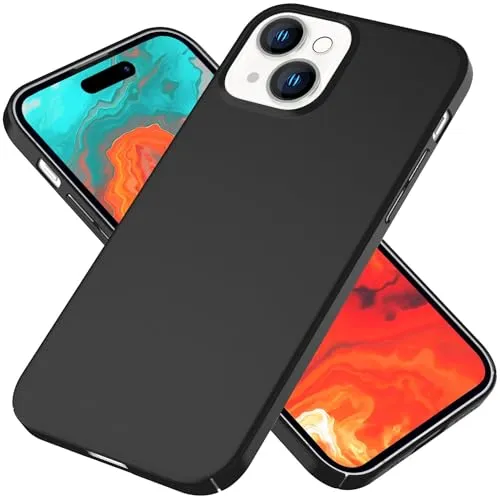 NALIA Ultra Slim Hardcase für iPhone 15 Plus - Anti-Fingerabdruck & 0.5mm Dünn - PUREFIT (Matt & Leicht) - Marke aus Berlin, Farbe:Schwarz