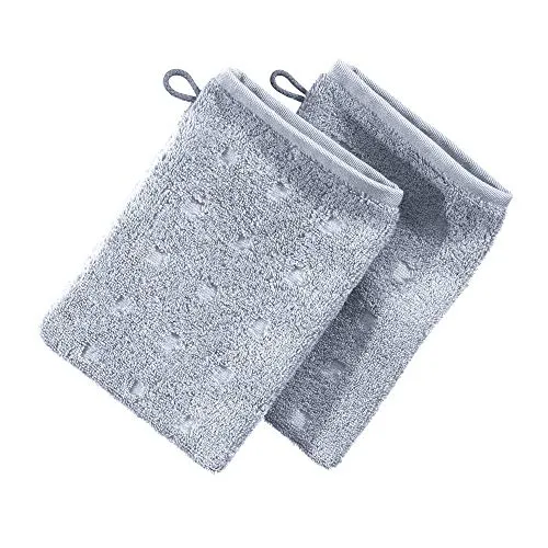 Möve Waschhandschuh Quadretti 2er-Pack Walk-Frottier Silber Größe 15x20 cm