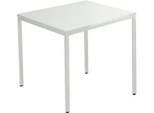 Schäfer Shop Pure Stahlrohrtisch, Quadrat, Quadratrohrfuß, B 800 x T 800 x H 720 mm, lichtgrau/lichtgrau