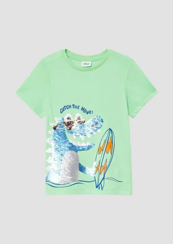 s.Oliver Kurzarmshirt T-Shirt Jersey-T-Shirt mit Wendepailletten