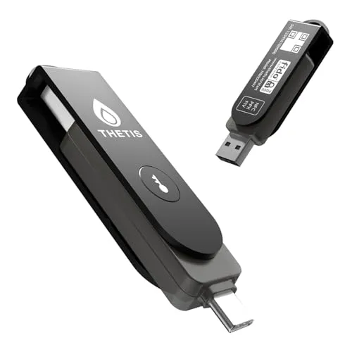Thetis Pro FIDO2 Sicherheitsschlüssel Passkey Gerät mit PinPlex, Dual USB C & USB A & NFC, PIV-Zertifiziert, TOTP/HOTP-Authentifizierungs-App, Zwei-Faktor-Authentifizierung MFA, funktioniert mit
