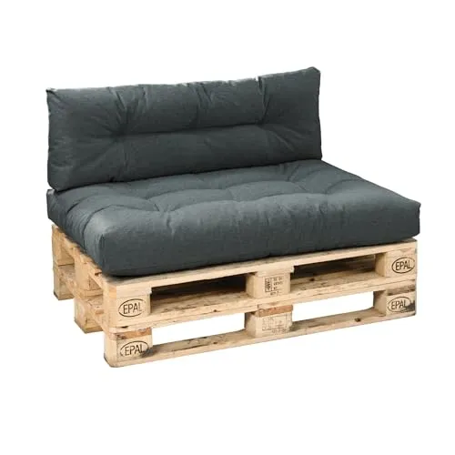 Bodyprotect Palettenkissen Set, 2er Set für Indoor & Outdoor - Hochwertige Auflagen für Palettenmöbel, ergonomische Rückenlehne und luxuriöse Höhe von 12 cm für optimalen Sitzkomfort. Ideal für Balkon und Terrasse.