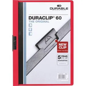 Durable Klemmhefter 2209-03 Duraclip, A4, für 60 Blatt, rot