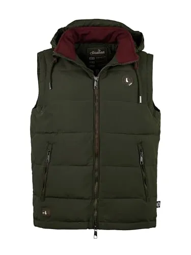 SCHIETWETTER Herren Steppweste Strandräuber Michael, Strickkragen, mit Kapuze, winddicht, wasserabweisend, atmungsaktiv olive 5XL
