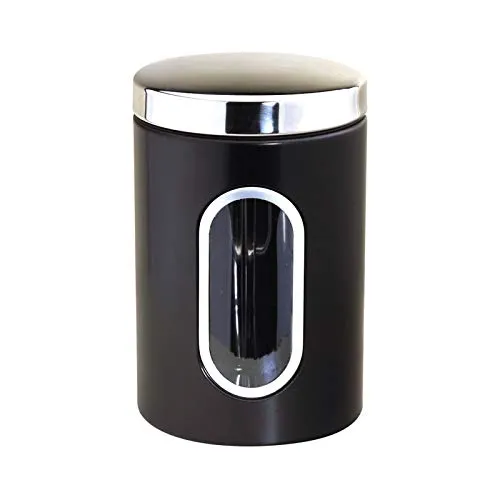 Michelino Edelstahl Aufbewahrungsdose 1,5 Liter Schwarz, Modern, Dose, 11 cm x 11 cm x 17,8 cm, Lebensmittelaufbewahrung