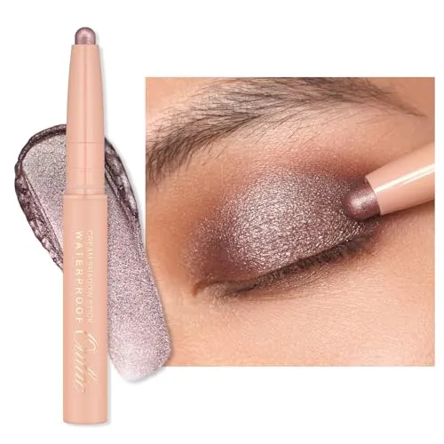 Oulac Lidschatten Taupe Wasserdicht, Drehbarer Lidschatten-Stift Hält 24 Stunden+, Metallic Finish, Vegan 3.6g (17) Hollywood Dream