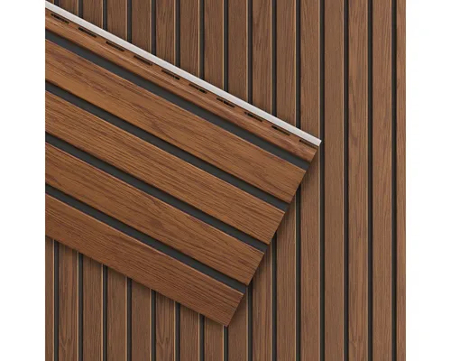 VILO Verkleidungspaneel Canadian Siding SVP-06 V-Black 2,95m - Pflegeleichtes Verkleidungspaneel in edler Walnuss-Optik, ideal für wetterfeste Fassaden. Mit verdeckten Befestigungspunkten und einfacher Montage, perfekt für den Außenbereich.
