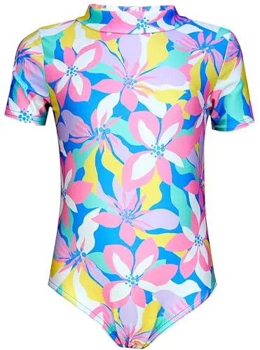 Aquarti Baby Mädchen Badeanzug Einteiliger Kurzarmbody UV-Schutz Schwimmanzug Body Swimmsuit