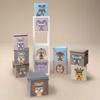 Lifeney Aufbewahrungsbox mit Deckel, Löwe, grau, 33x33x33cm 833082