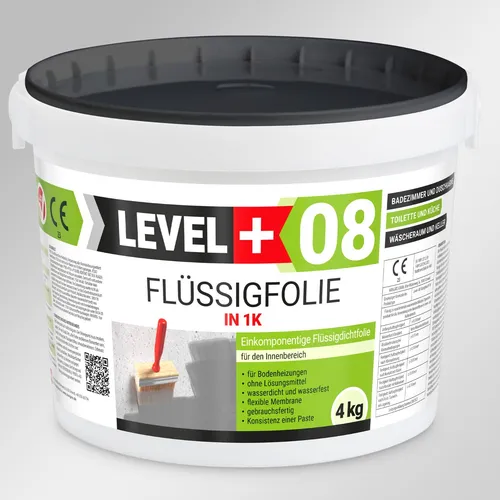 Level+ Flüssigfolie Badabdichtung 1k Dichtfolie L+08 - 4kg