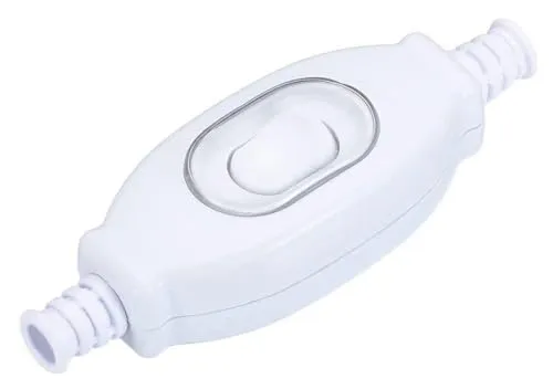 Wasserdichter IP65 Schnurzwischenschalter Weiß passend für Außenbereich 2-polig, 3 A, 250 V~, Paßt für LED, SMD