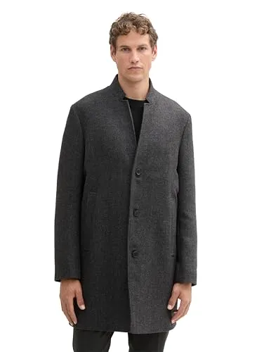 TOM TAILOR Denim Herren Wollmantel 1042405 mit Stehkragen - Funktionsjacken: Klassischer 3-Knopf Wollmantel mit umschlagbarem Stehkragen, ideal für Frühling bis Winter und sorgt für Wärme dank hochwertigem Wollanteil.