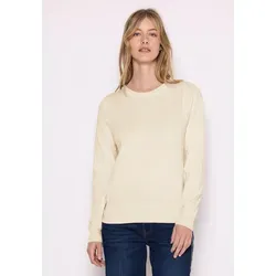 Rundhalspullover STREET ONE STUDIO, Damen, Gr. 36, soft beige, Stoff, 30% Polyester, 29% Polyacryl, 21% Viskose, 20% Nylon, unifarben, normal normal, Rundhals, Bündchen, Pullover Rundhalspullover, aus Feinstrick