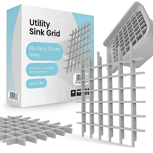 Gitter für Ausgussbecken Ablagefach Grau 36 cm x 30 cm Waschbecken-Zubehör für Waschbecken für Garten Garage Keller Waschküche Gartenwaschbecken
