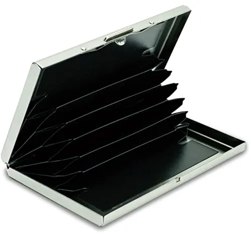 MyGadget Kartenetui Aluminium Geldbörse - RFID & NFC Schutz für 6 EC-Karten | Kreditkarten - Kreditkartenetui Slim Wallet Card Holder für Damen, Herren - Silber