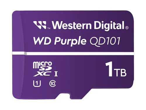WD Purple 1TB microSDXC Karte - UHS-I U1, Class 10 - Speicherkarten für Überwachungskameras, optimiert für 24/7 Videoaufnahmen mit hoher Zuverlässigkeit und Kapazität.