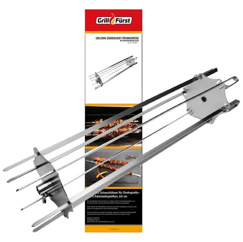 Drehkorb Grillfürst Edelstahl Schaschlikset mit 6 Spießen, 60 cm - 