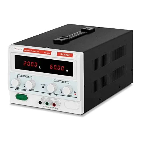 Stamos Labornetzgerät S-LS-104, 1200 W, 0-60 V, 0-20 A - Professionelles Labornetzgerät mit 4-stelliger LED-Anzeige. Ideal für präzise DC-Stromversorgung von Geräten. Hohe Sicherheit dank umfangreicher Schutzfunktionen.