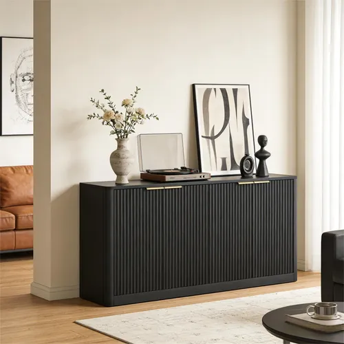 okwish 4-türiges Sideboard – Moderner Wohnzimmerschrank mit viel Stauraum