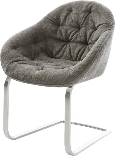 DELIFE Schwingstuhl Gaio-Flex Freischwinger flach Edelstahl Bouclé Soft Schlamm