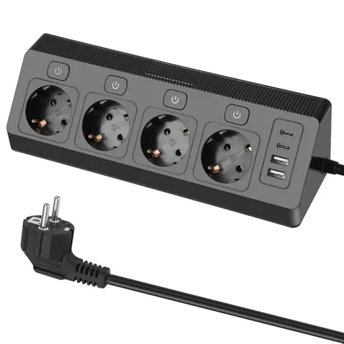 HITRENDS Ecksteckdose mit USB, 8-in-1 Mehrfachsteckdose