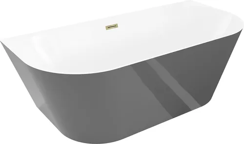 Mexen Oval Slim freistehende Wanne 170 x 80 cm mit goldenem Überlauf