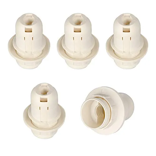 E14 Lampenfassung (PBT), Gewindefassung (kurze Version) mit Einbauring Weiß (RAL 9003) 5 Stk.