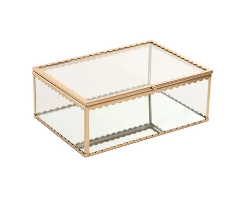 Bigbuy Schmuckkasten 1 Fach Box Schmuckkästchen SanLove Gold Metall Glas für elegante Schmu