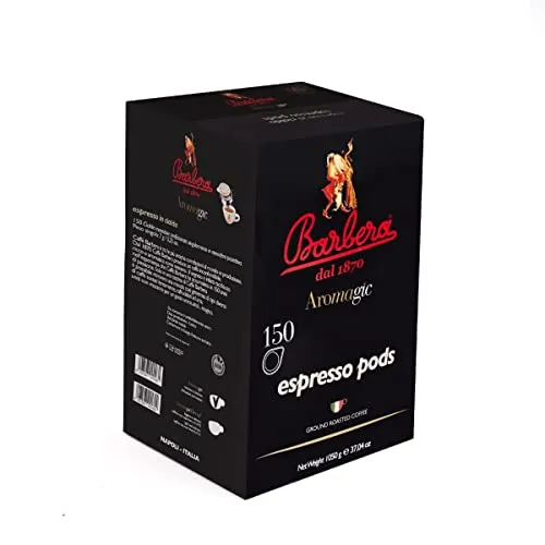 Caffè Barbera Aromagic 150 kompostierbare Pads - Intensiver Genuss - Kaffeezubehör & Espressozubehör, 100% biologisch abbaubar mit ESE-zertifizierten Pads für ein intensives Geschmackserlebnis aus Brasilien, Indonesien und Mittelamerika.