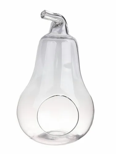 CreaFlor Home Dekovase Apfel, Mundgeblasen, Transparent, Motiv: Birne