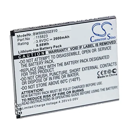 vhbw Akku kompatibel mit Wiko Lenny 5 Handy Smartphone Telefon (2600mAh, 3,8V, Li-Ion)