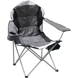 Jumbo Anglersessel KYNAST Faltstuhl grau/schwarz - Camping-Möbel mit komfortablem Klappdesign, ideal für Angler und Outdoor-Enthusiasten, bietet hohen Sitzkomfort und ist einfach zu transportieren.