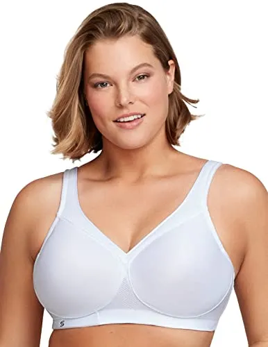 Glamorise Damen 1006 Sports Bra, Weiß, 90H - Funktionsunterwäsche mit Moisture Wicking Technologie für optimalen Komfort und Unterstützung beim Sport.