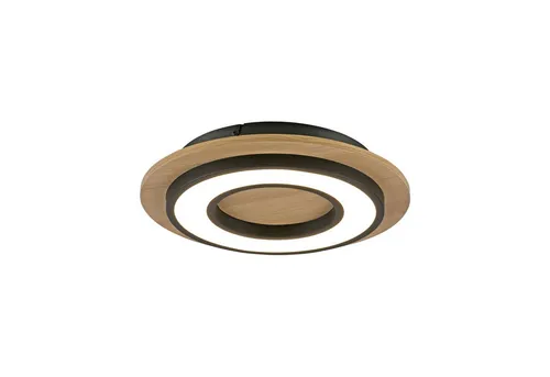 Licht-Erlebnisse Deckenleuchte MEPPEL, LED fest integriert, Warmweiß, LED Metall D: 32 cm rund Schwarz Natur warmweiß 3000 K 2200 lm