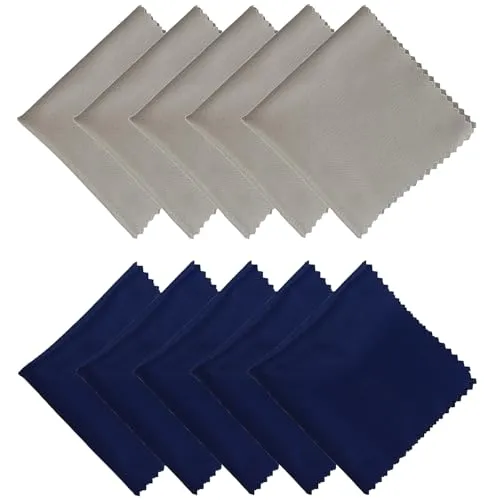 YPYMOD 10 Stück Brillenputztücher, 15x18cm Hochwertig Brillenputztuch für Kamera, Objektiv, Brillen, Bildschirme, Tablet (5Hellgrau+5Dunkelblau)