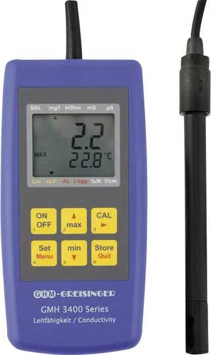Greisinger GMH 3431 Kombi-Messgerät - Feuchtigkeitsmessgeräte zur präzisen Messung von TDS, Leitfähigkeit, Salinität und Temperatur – ideal für Labor und Aquaristik.