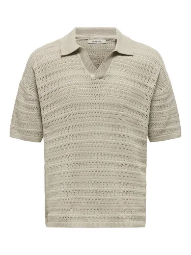 ONLY & SONS Herren ONSGRAYSON DS 5 CHOCHET Polo Knit Poloshirt - Stylisches Poloshirt in Silver Lining, aus hochwertigem Material, perfekt für lässige Anlässe oder im Büro.